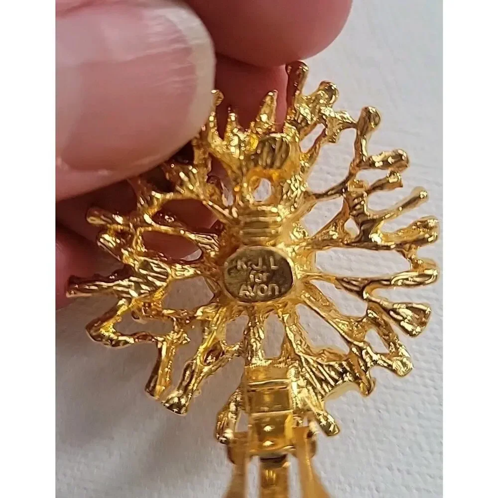 Vtg KJL Kenneth Jay Lane Avon Sunburst Clip On Earrings 90s Large Regal Riches